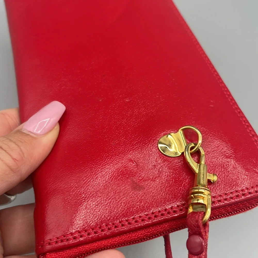 Vintage Red Crossbody Wallet w Extra Billfold Slots Insert Perfect Lipstick Red